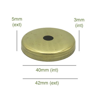 Tapa portaglobos de latón 40mm diámetro x 3mm