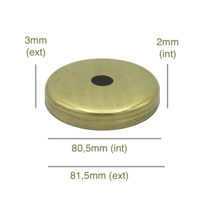 Tapa portaglobos de latón 80,5mm diámetro x 2mm