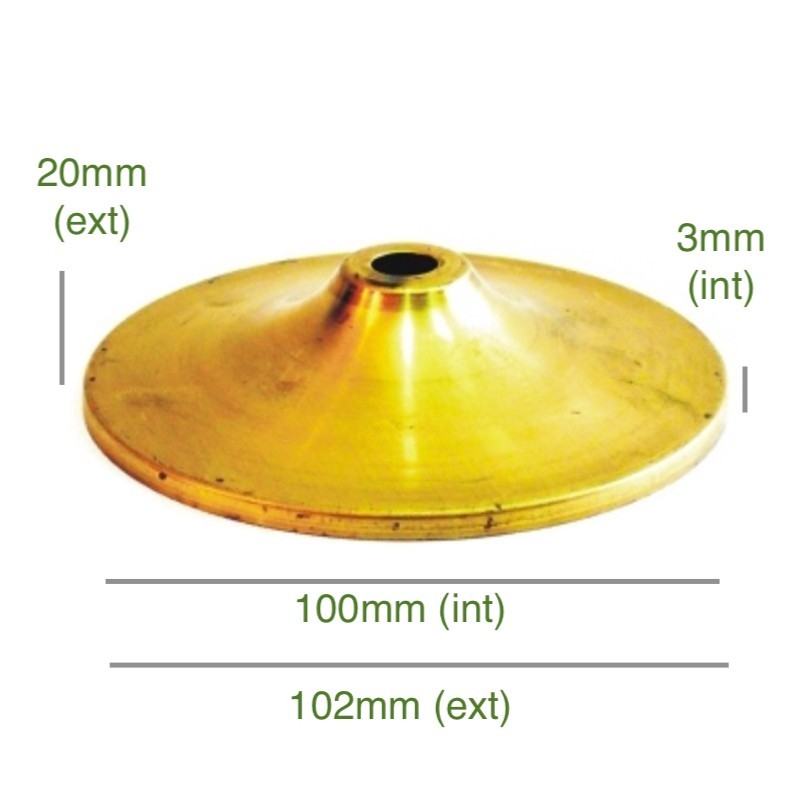 Tapa portaglobos de latón 100mm diámetro x 3mm