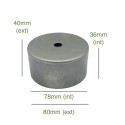 Tapa portaglobos de hierro bruto 78mm diámetro x 36mm