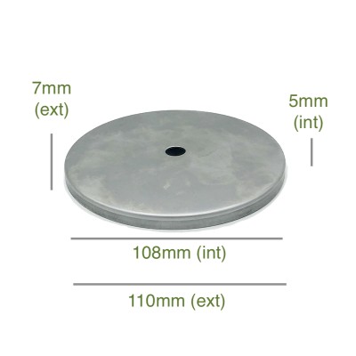 Tapa portaglobos de hierro bruto 108mm diámetro x 5mm