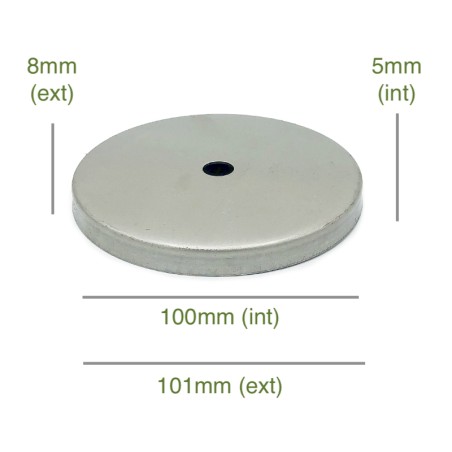 Tapa portaglobos de hierro bruto 100mm diámetro x 5mm