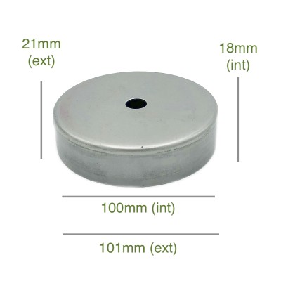 Tapa portaglobos de hierro bruto 100mm diámetro x 18mm
