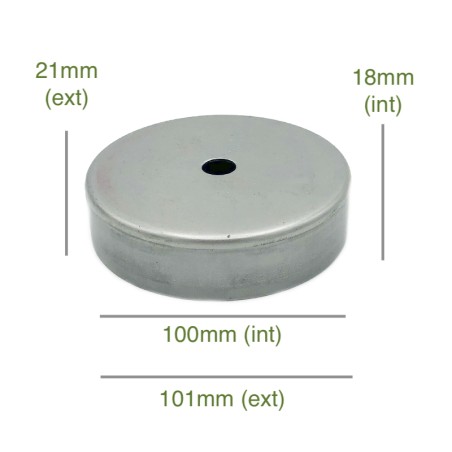 Tapa portaglobos de hierro bruto 100mm diámetro x 18mm