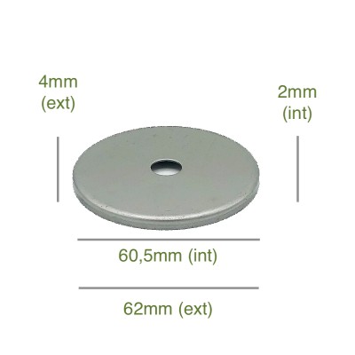 Tapa portaglobos de hierro bruto 60,5mm diámetro x 2mm