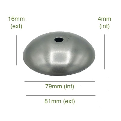 Tapa portaglobos cóncava de hierro bruto 79mm diámetro x 4mm
