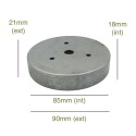 Portaglobos de hierro bruto 85mm x 18mm con tornillos