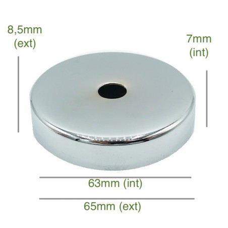 Tapa portaglobos cromada 63mm diámetro x 7mm