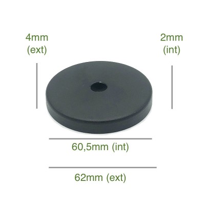 Tapa portaglobos color negro 60,5mm diámetro x 2mm