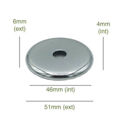 Tapa portaglobos cromada redondeada 46mm diámetro x 4mm