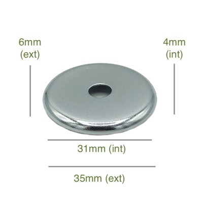 Tapa portaglobos cromada redondeada 31mm diámetro x 4mm