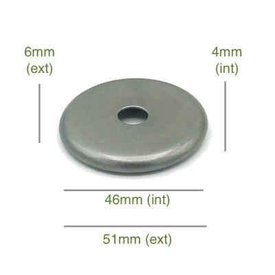 Tapa portaglobos hierro bruto redondeada 46mm diámetro x 4mm