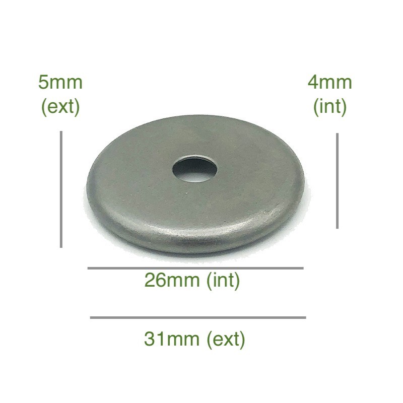 Tapa portaglobos hierro bruto redondeada 26mm diámetro x 4mm