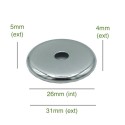 Tapa portaglobos cromada redondeada 26mm diámetro x 4mm
