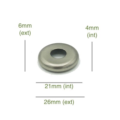 Tapa portaglobos acero cepillado redondeada 21mm diámetro x 4mm