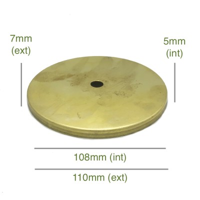 Tapa portaglobos de latón 108mm diámetro x 5mm
