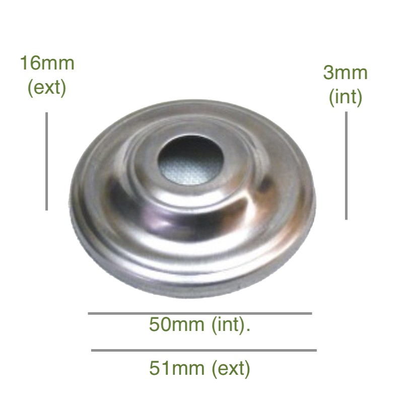 Tapa portaglobos de hierro bruto 50mm diámetro x 3mm