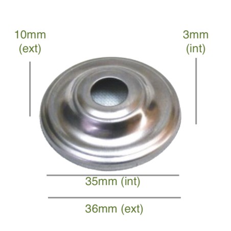 Tapa portaglobos de hierro bruto 35mm diámetro x 3mm