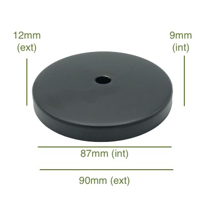 Tapa de metal color negro 87mm diámetro x 9mm