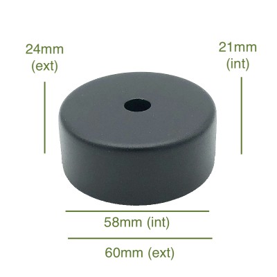 Tapa de metal color negro 58mm diámetro x 21mm