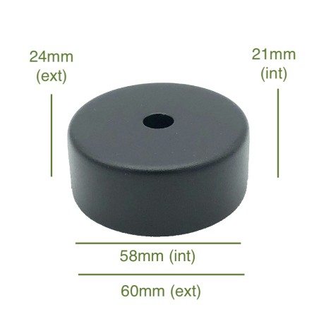 Tapa de metal color negro 58mm diámetro x 21mm