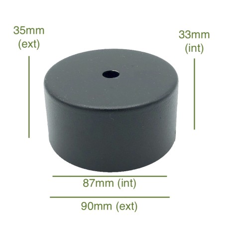 Tapa de metal color negro 87mm diámetro x 33mm