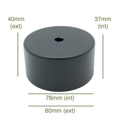 Tapa de metal color negro 78mm diámetro x 37mm