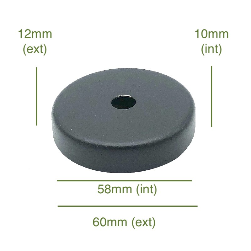 Tapa portaglobos color negro 58mm diámetro x 10mm
