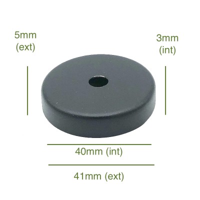 Tapa pequeña portaglobos color negro 40mm diámetro x 3mm