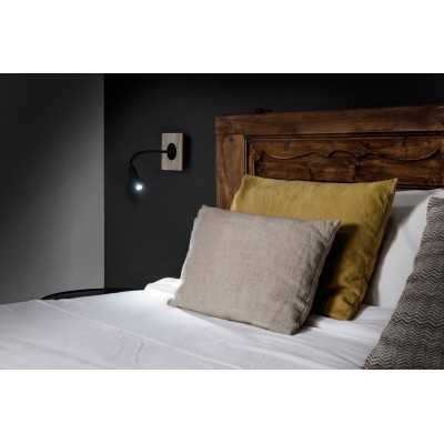 Lámpara pared acero LED integrado madera DENAIN