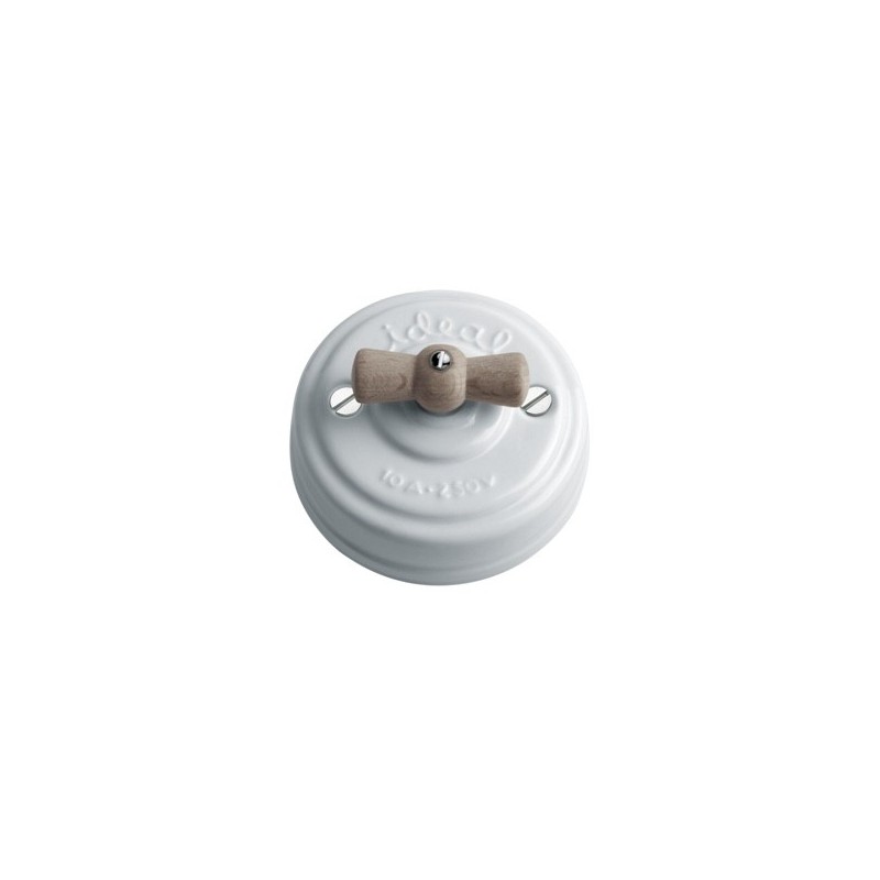 Conmutador porcelana tapa y palanca cromo brillo - Interruptores porcelana  superficie - Fabricatulampara