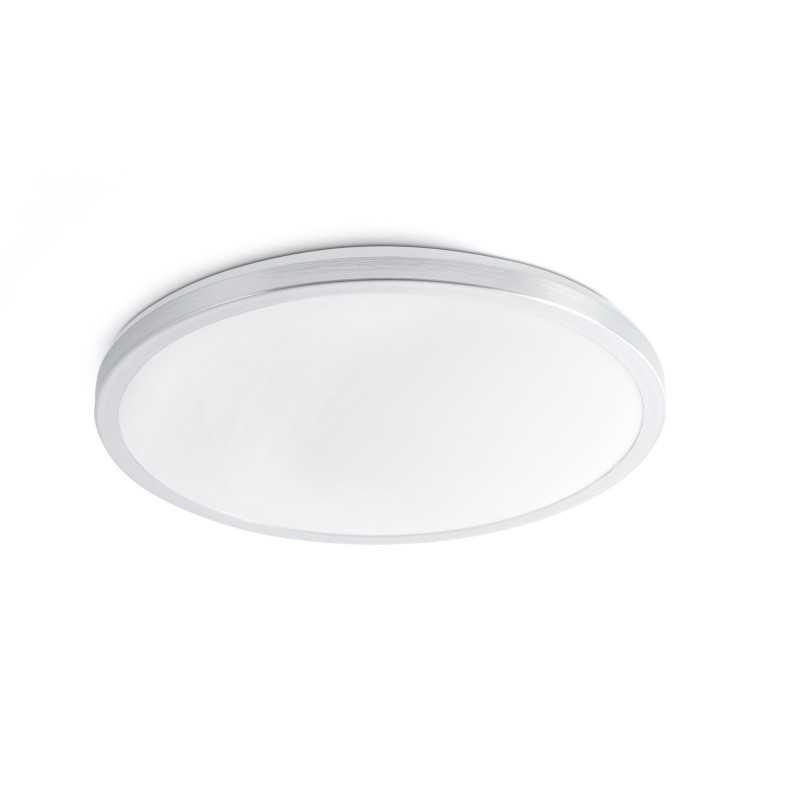 Lámpara techo aluminio LED integrado acero cepillado HOUSSEN