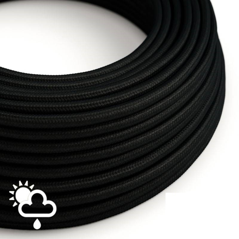 Cable textil decorativo para exteriores color negro