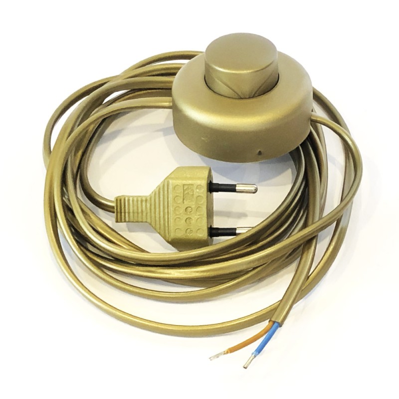 patrón servilleta Aceptado Conexión de 3 metros con interruptor de pie color dorado | Conexiones cable  lámparas