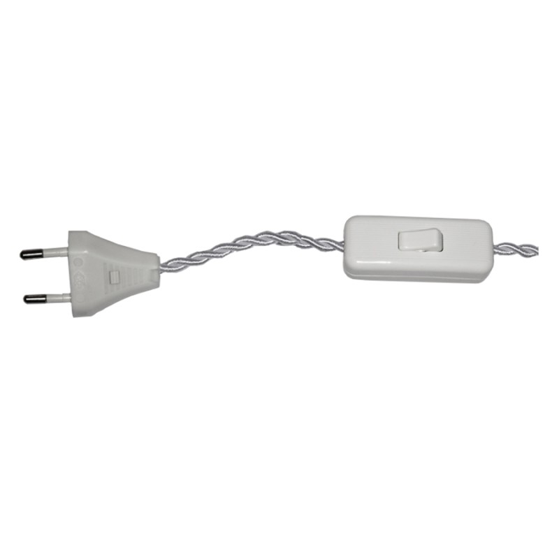 ex Plantación Adolescente Conexión trenzada blanco con interruptor y clavija | Conexiones cable  lámparas